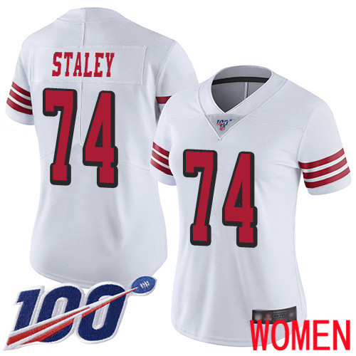 San Francisco 49ers Limited White Women Joe Staley NFL Jersey #74 100th Season Rush Vapor Untouchable